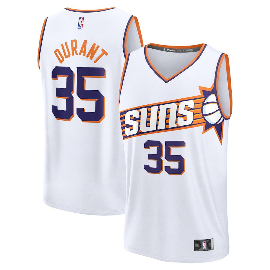 Men Phoenix Suns 35 Kevin Durant Fanatics Branded White Association Edition 2023-24 Fast Break Replica NBA Jersey